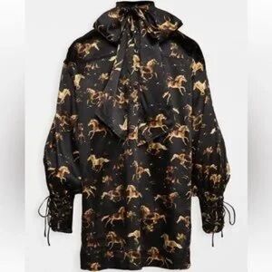 Ganni Horse Print Silk Tunic